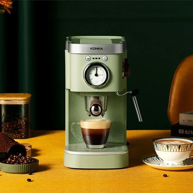 KONKA Italian Coffee Machine Retro Green Milk Frother Coffee Maker Powder Capsule Espresso Making Drinks Maquina De Cafe