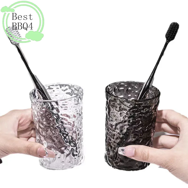 Plastic Bathroom Tumbler With Handle Transparent Mug For Toothbrush_voghion.com