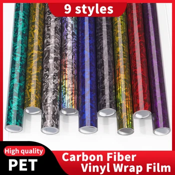 High-Gloss Carbon Fiber Vinyl Wrap – Adhesive Car Film in Black, Gold, Silver, Red (50/30 cm × 300 cm) for Hood and Vehicle Styling 1