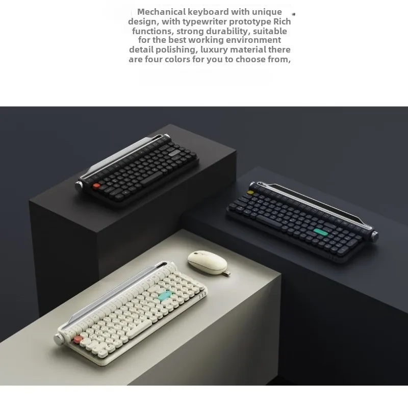 Retro tablet keyboard Bluetooth mechanical keyboard, mobile phone keyboard RGB green axis mechanical