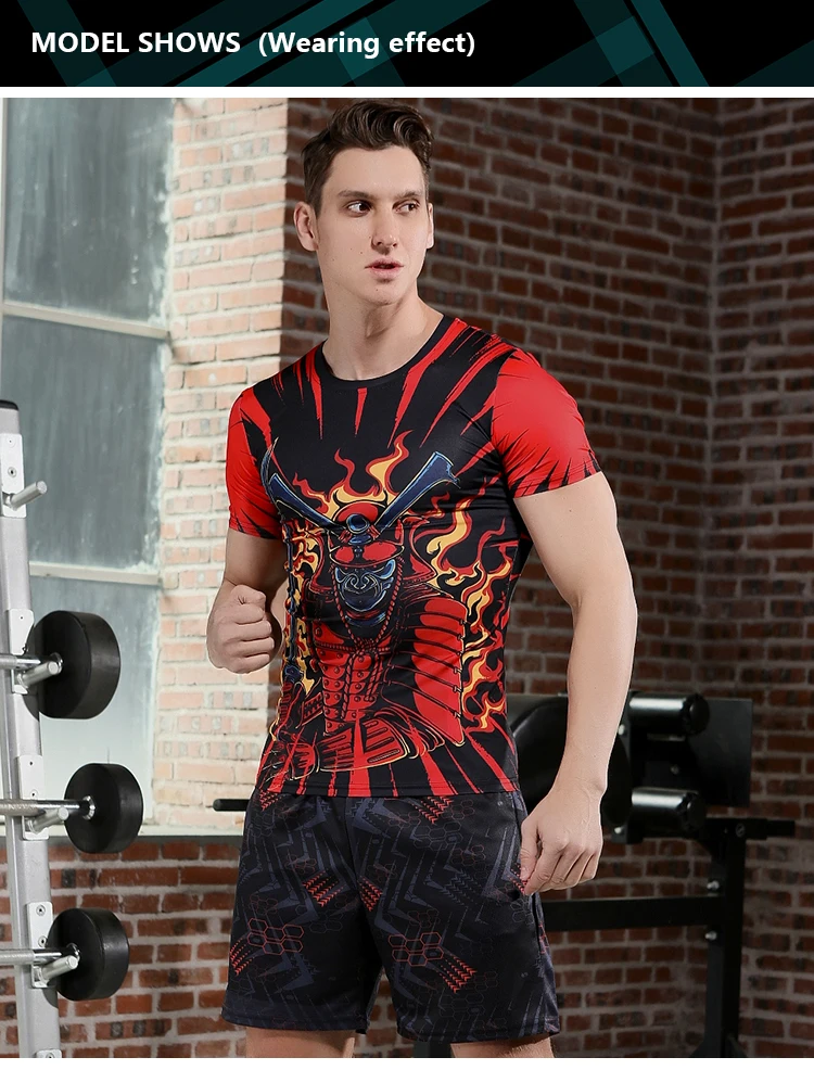 Hochwertige, schnell trocknende Sport-Kompressions-T-Shirts für Herren für Fitness, Laufen und Radfahren – Detail 8