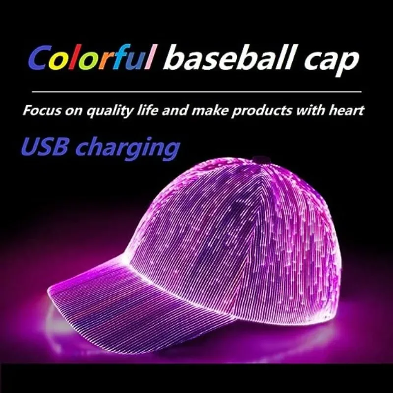 MenWomenLEDFiberOpticCapHatwith7ColorsGlowingBaseballHats