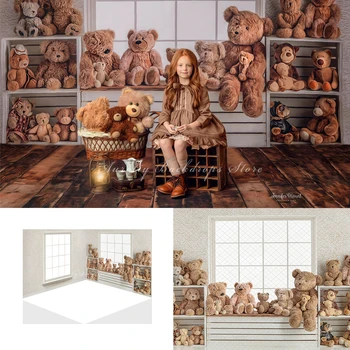 미국 스타일 시골 나무 집 인테리어 배경 어린이 아기 사진 소품, 성인 어린이 포토콜 장식, 봉제 장난감 배경