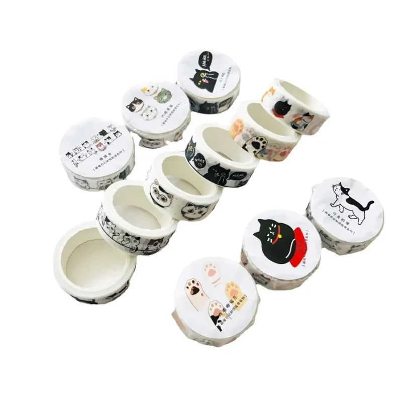 6 Styles Kawaii Cat Washi Tape 1.5cm X 5m Cute Journal Stickers for Scrapbooking Bullet Journal Supplies DIY Decorative Tapes