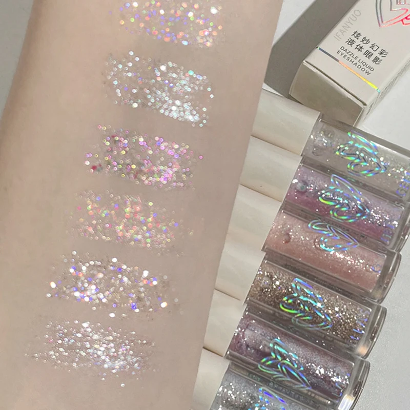 Liquid Eyeliner Liquid Eyeshadow Eyeshadow Eyeliner Liquid Glitter Eyeshadow Diamond Shiny Silver Eye Liners Waterproof Flash Sequins Gel Lying Silkworm Brightening Makeup Tools