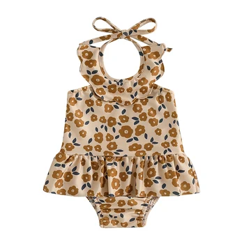 Floral Ruffle Halter Swimsuit 1