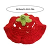 Pet Knitted Hat New Wool Hand-knitted Strawberry Red Hat With Ear Holes Cute Kitten Dog Headgear Pet Cosplay Accessories 6