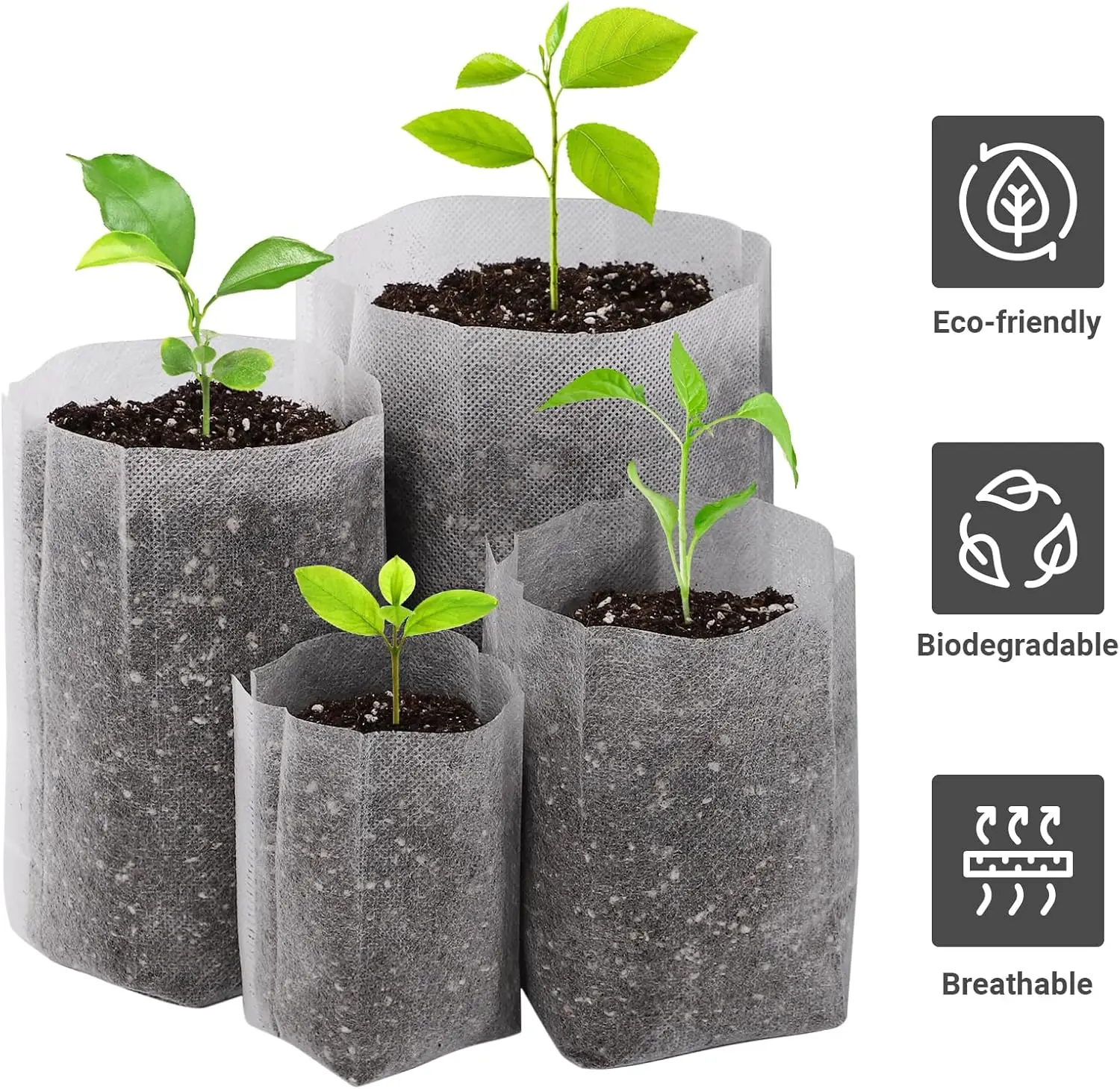 100/1000pcs Degradable Non-woven Plant Grow Bags Sapling Seed Nursery Bag Grow Pockets Planting Cultivation Pouches Garden Tools