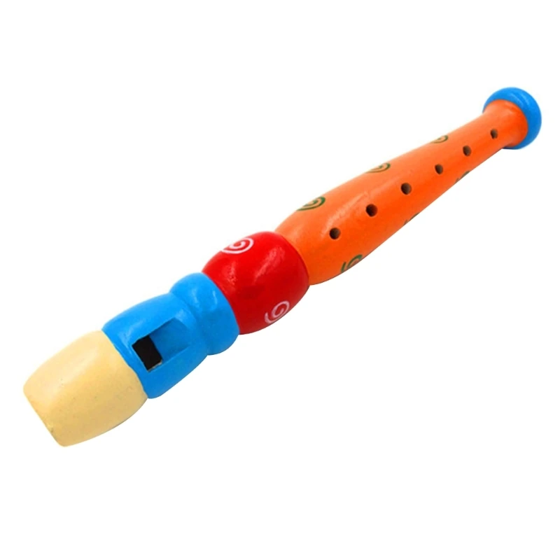 Wooden Short Flute for Kids Woodwind Musical Instrument Early Education Music Sound 6-Holes Recorder Wooden Flute