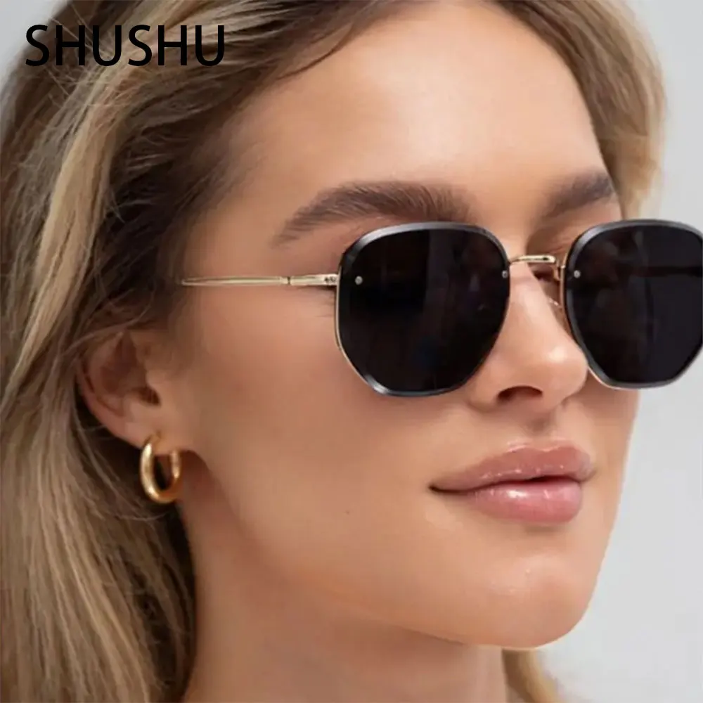 

Fashion Metal Trimmed Polygonal Women's Sunglasses New Metal Frame Brand Sunglasses Outdoor Camping Glasses Men's Punk Goggles