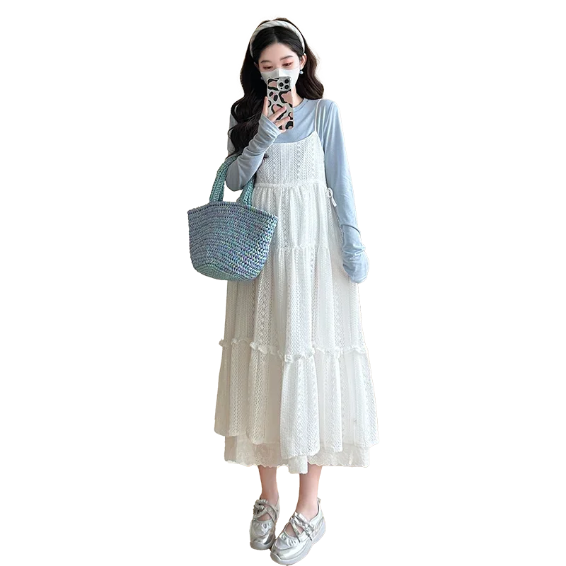 Spring New Maternity Dress Two-piece Set Maternity Clothes Pregnancy Dress Pregnant Plus Size
