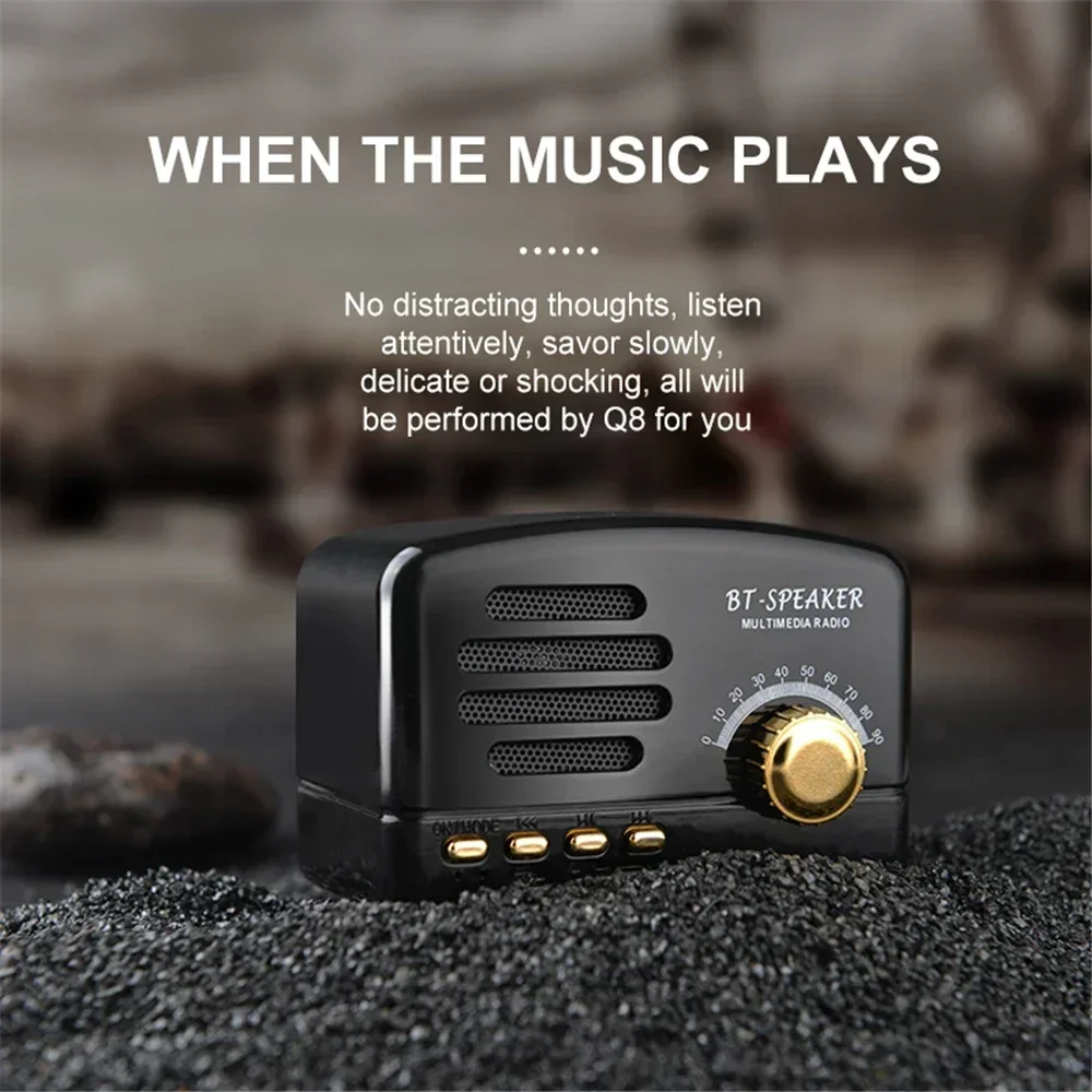 Mini Retro bluetooth speaker 1200mAh Support TF card 5W Radio Computer Speaker Portable Audio Wireless Cute Classic