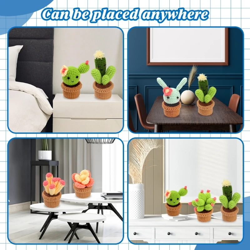 DIY 크로셰 뜨개질 공예 세트 크로셰 뜨개질 후크 원사가 있는 화분 크로셰 뜨개질 키트 바늘 지침, 초보자를 위한 액세서리