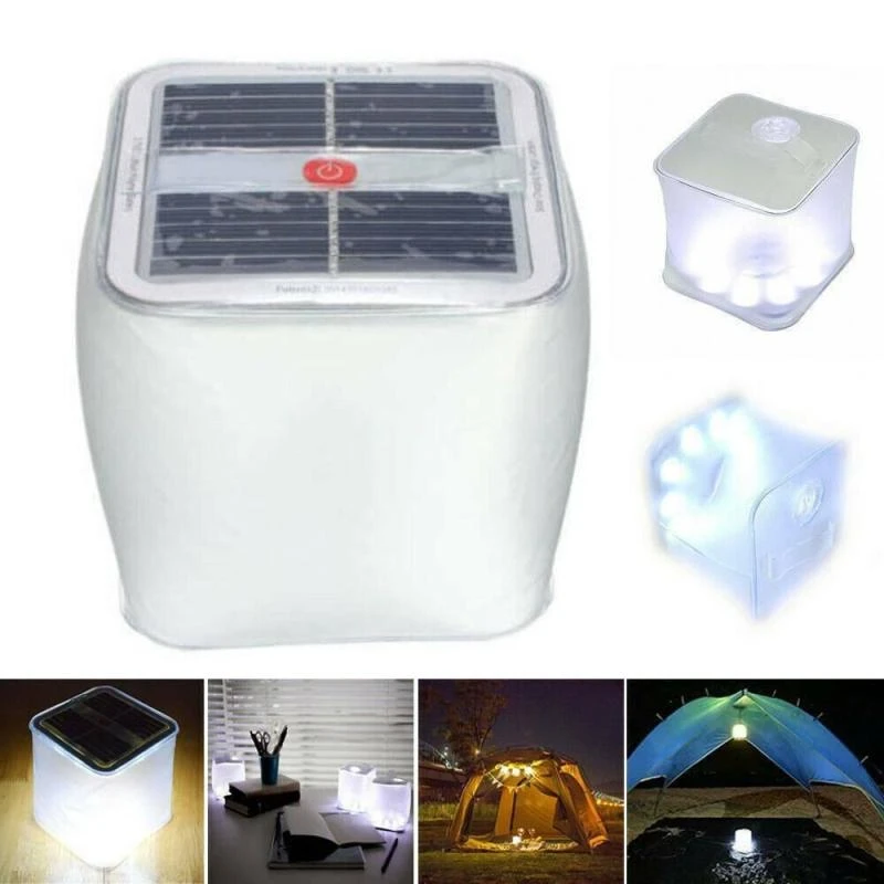 solar camping lights Foldable LED Solar Power Inflatable Lent Camping Light Outdoor Emergency Lamp Folding Frosted Square Inflatable Lamp bright solar lights