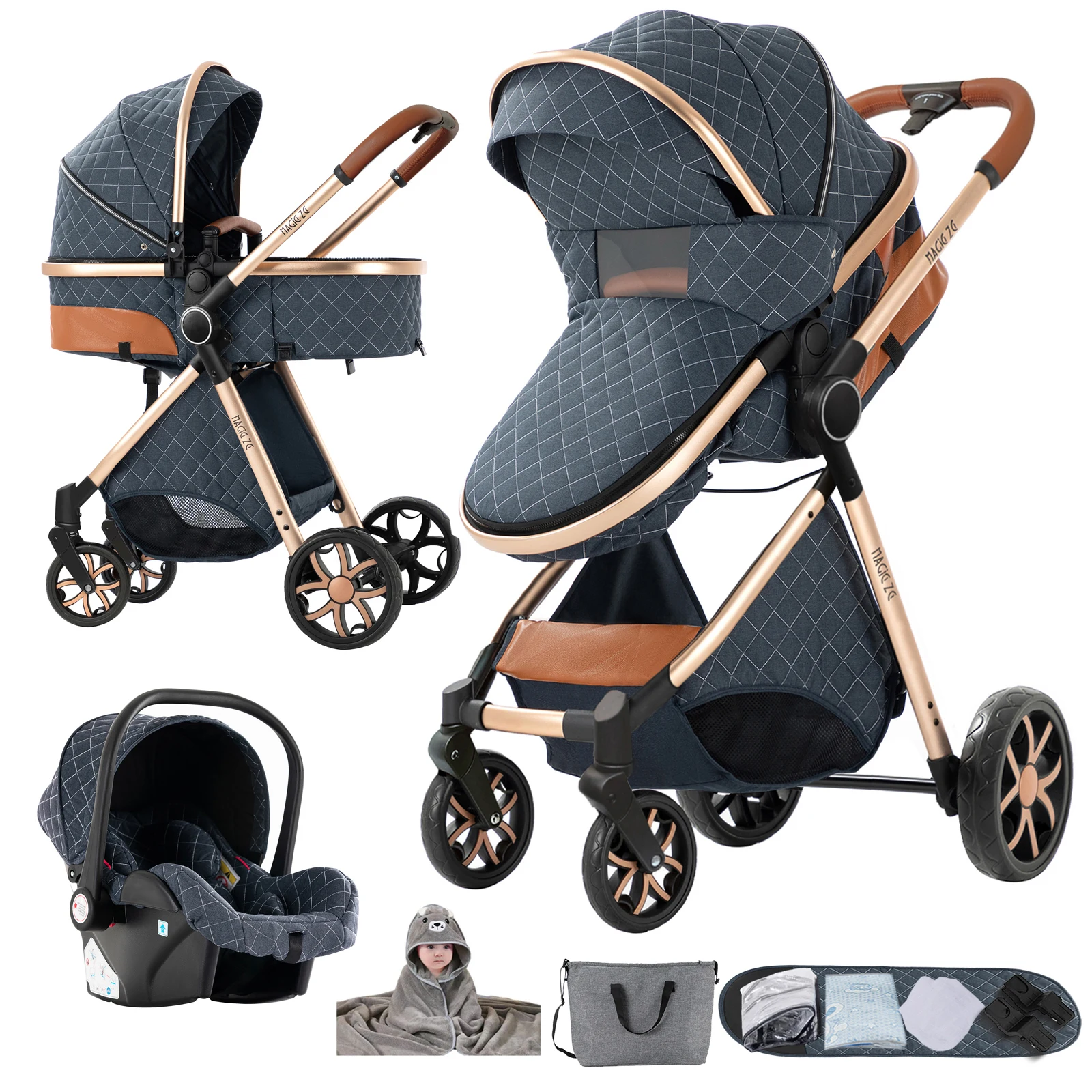 3'ü 1 arada bebek arabası, bebek arabası teklifi, bebekler için bebek arabaları, bebek seyahat arabası, kompakt tek elle katlanır lüks bebek arabası