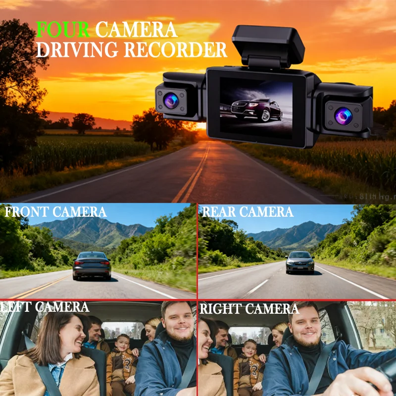 1080P DashCam Front Left right Rear View Camera Car Accessory 24H HardwareKit WIFI Car DVR Car recording 360° Car Camera 3/4Lens