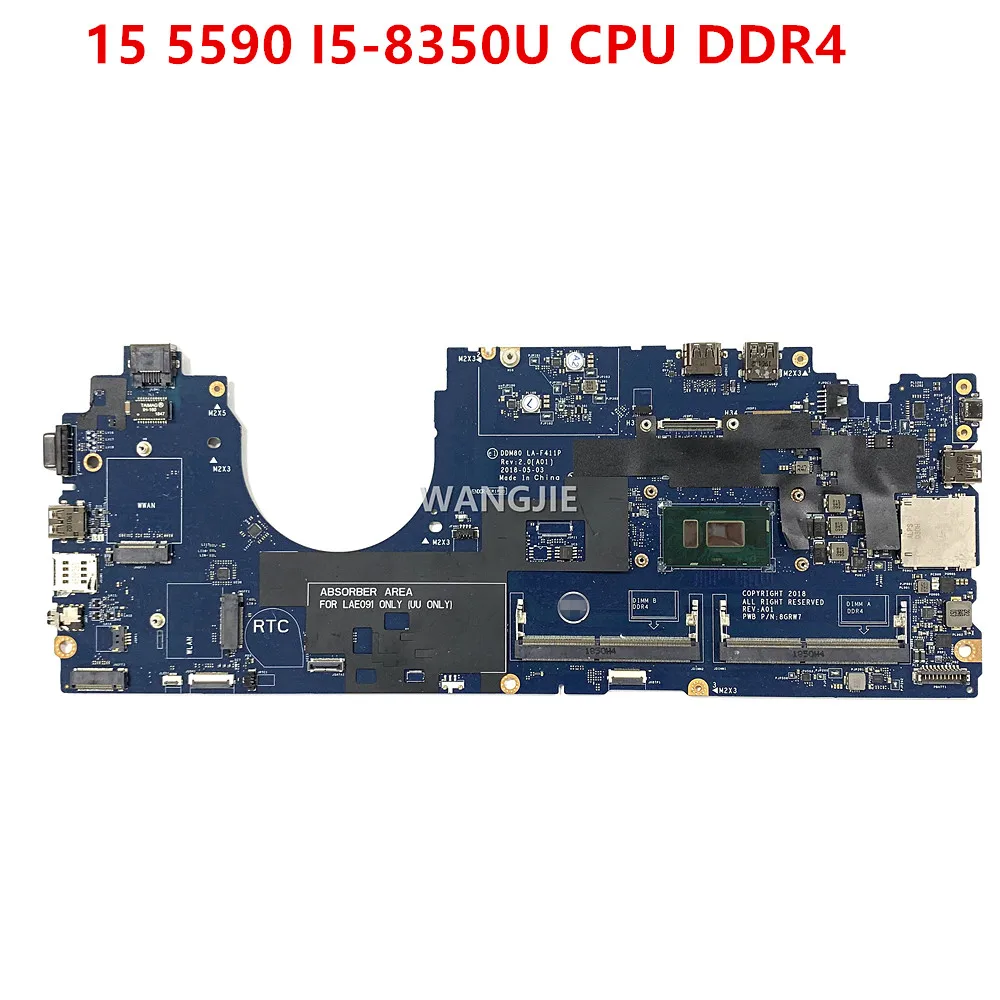 

Для Dell iatibluetooth 15 5590 материнская плата для ноутбука CN-0GJWKW GJWKW 0GJWKW DDM80 LA-F411P с SR3L9 i5-8350U CPU DDR4 100% рабочий