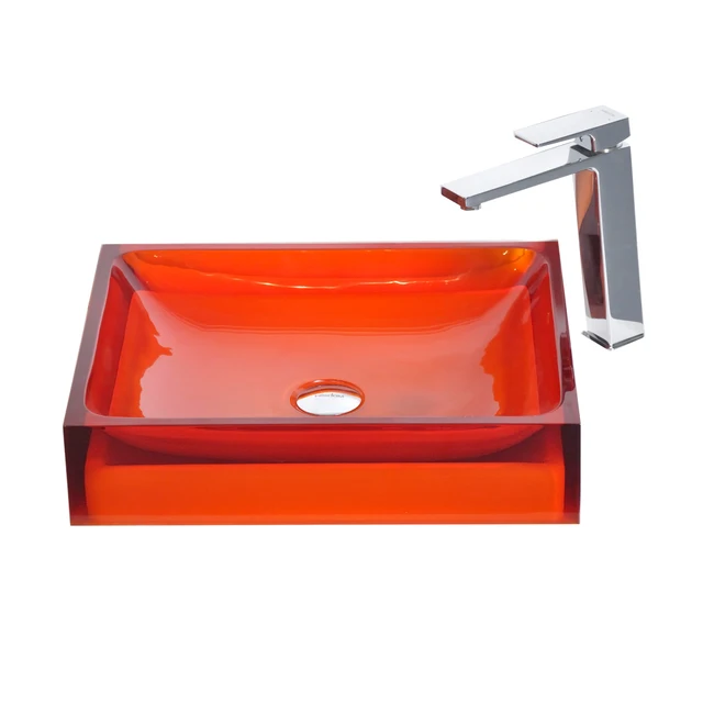 อ่างล้างหน้าเรซิ่นใสสำหรับห้องน้ำ อ่างล้างหน้าหลากสี อ่างล้างหน้าแบบวางบนเคาน์เตอร์ XRS38246A 1