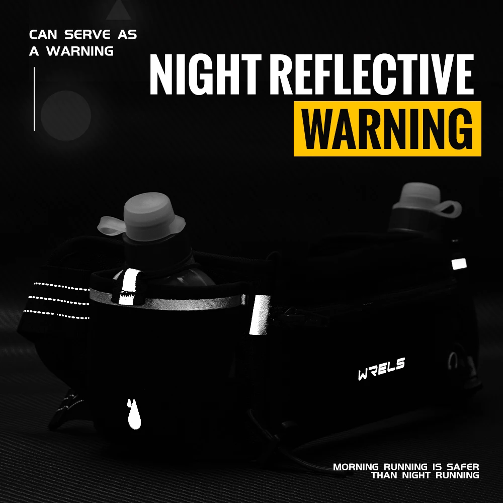 Marathon Trail Running Waist Pack Anti-Slip Dual Pocket Running Hydration Belt Lightweight Reflective Hiking Running Fanny Pack