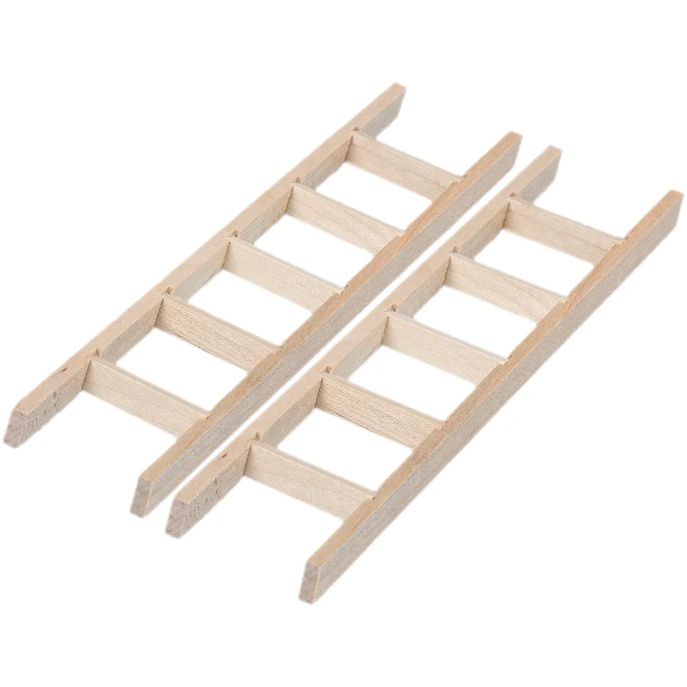 

2 Pcs Bonsai House Ladder Ladders Miniature Ornaments Wooden Landscape Model