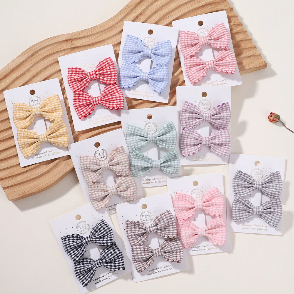 

2Pcs/Set Solid Color Nylon Kids Bows Hair Clips for Baby Girls Handmade Bowknot Hairpin Barrettes Photograph Hair Accessories