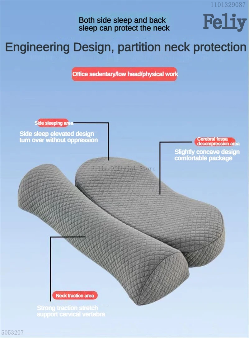 Description Picture 4 of itemMemory Foam Neck Pillow Sleeping Orthopedic Cervical Pillow Massage Neck Cushion Slow Rebound Pain Relief Sleep Cushion Bedding