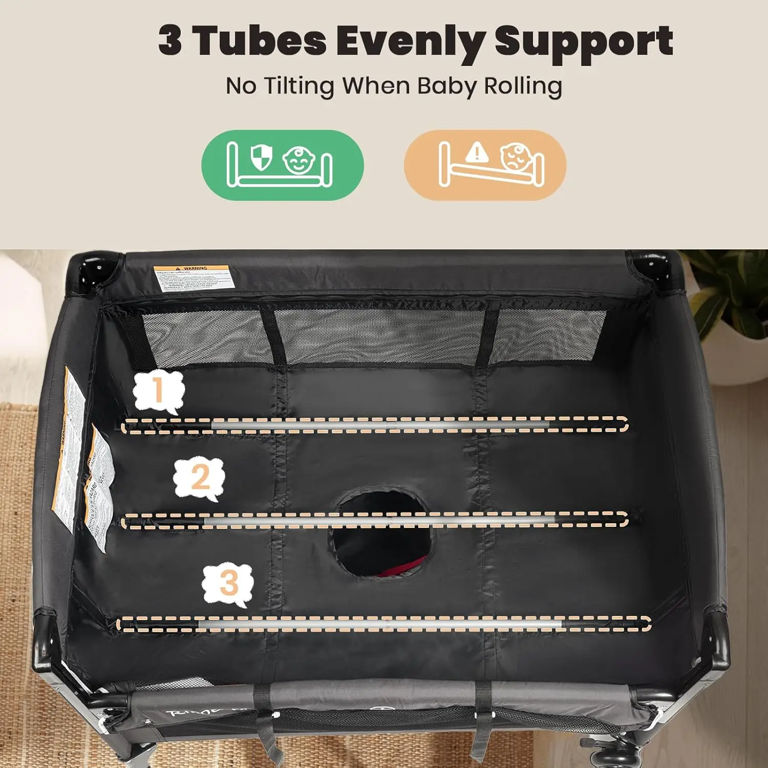 Baby Bassinets Bedside Sleeper, 4 in 1 Portable Bedside Crib w/Mattress, Diaper Changer, Storage Basket, Music Box, Carry Bag, F