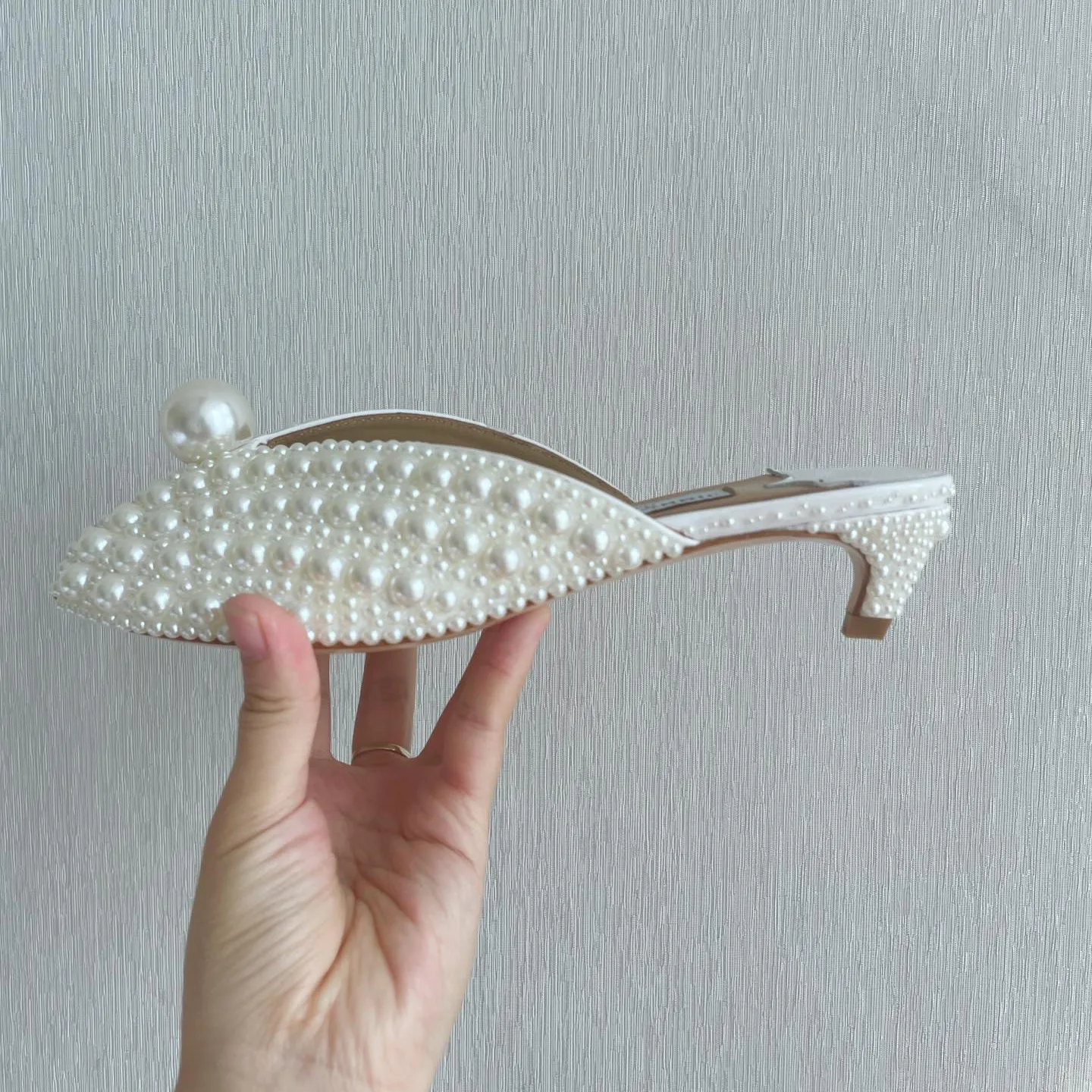 Kitten Heel Slipper Women Luxury Slipper Pearl Slide Brand Designer Pumps