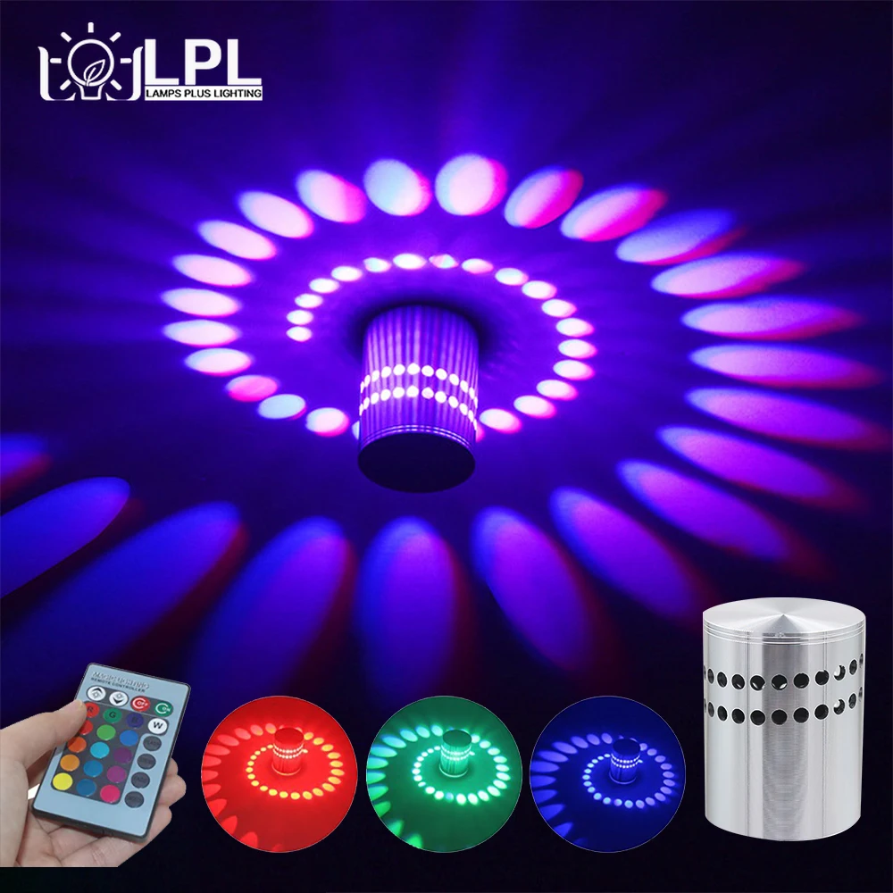 

RGB Spiral Hole LED Wall Light Effect Wall Lamp Ceiling Hallway Porch Light Colorful Party Bar KTV Home Decoration Bedroom Light