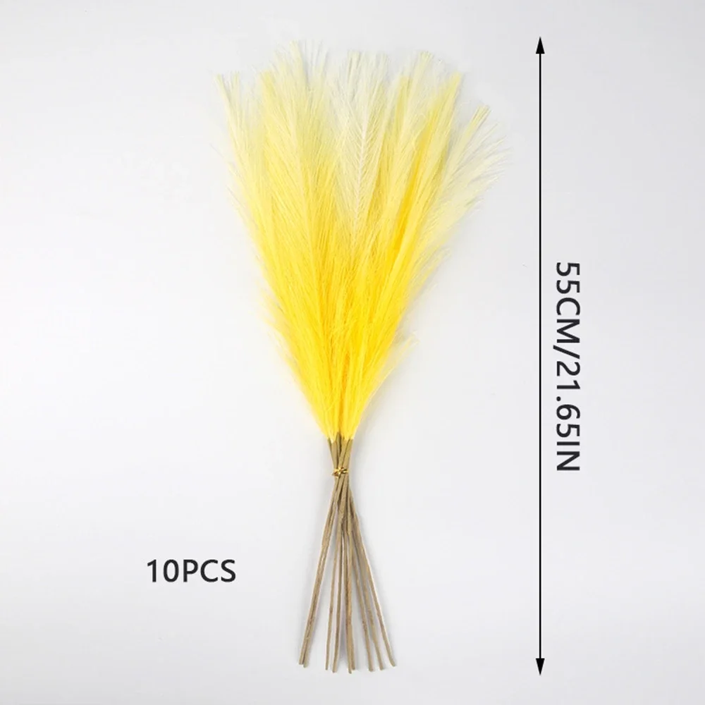 Set of 10 Artificial Pampas Grass Stems for Elegant Floral Arrangements and Home Decor