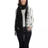 Custom Piano Keyboard Musical Notes Tassel Scarf Women Soft Shawl Wrap Female Winter Scarves 2