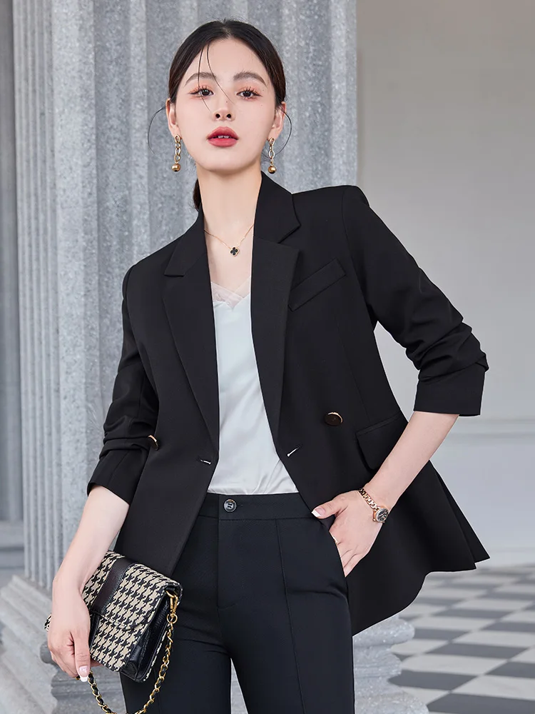 Korean Version of the Fashion Temperament Long-sleeved Office Women's Long-sleeved Blazer Chic High Waist Pants Two-piece Set