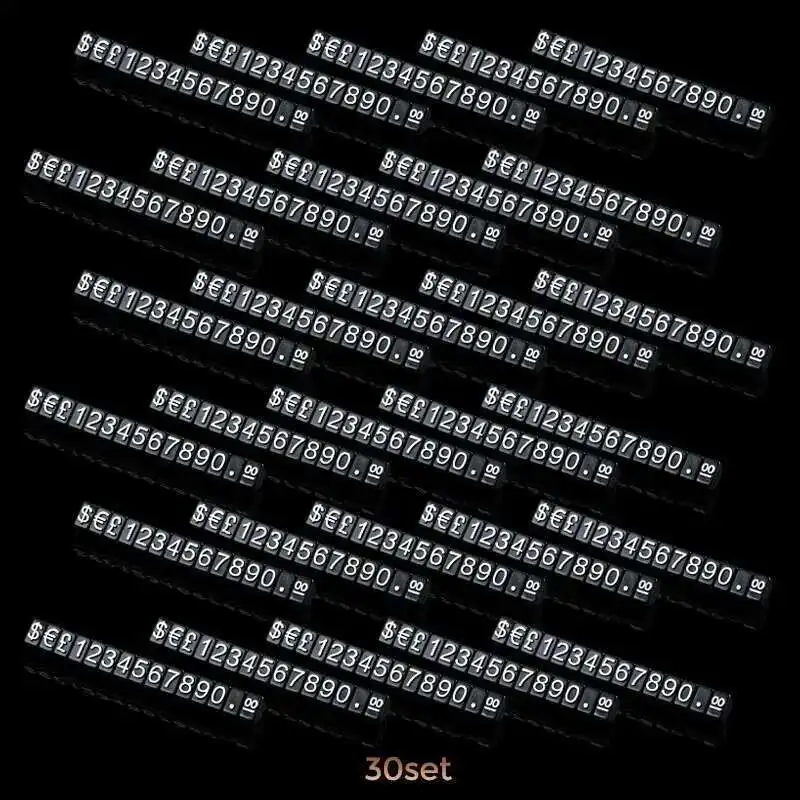 가격 스탠드 큐브 달러 유로 숫자 조절 가능 스틱 시계, 쥬얼리 스낵 식품 카운터 가격 디스플레이 스탠드 사인 태그 30 세트