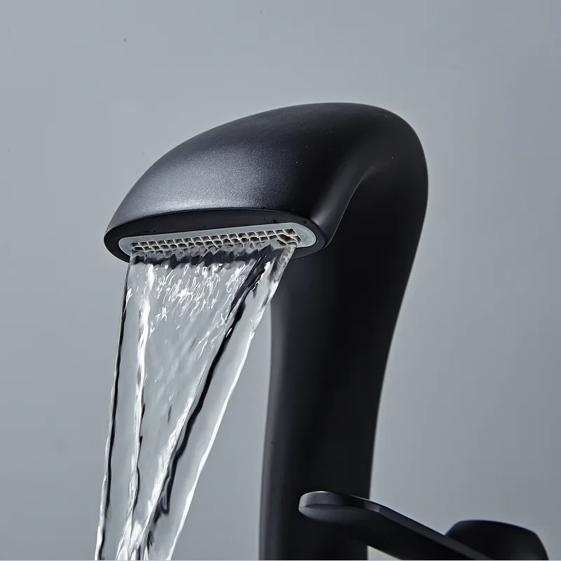 Description Picture 5 of itemBathroom Faucet Modern Black Basin Brass Wash Single Handle Single Hole Elegant Crane