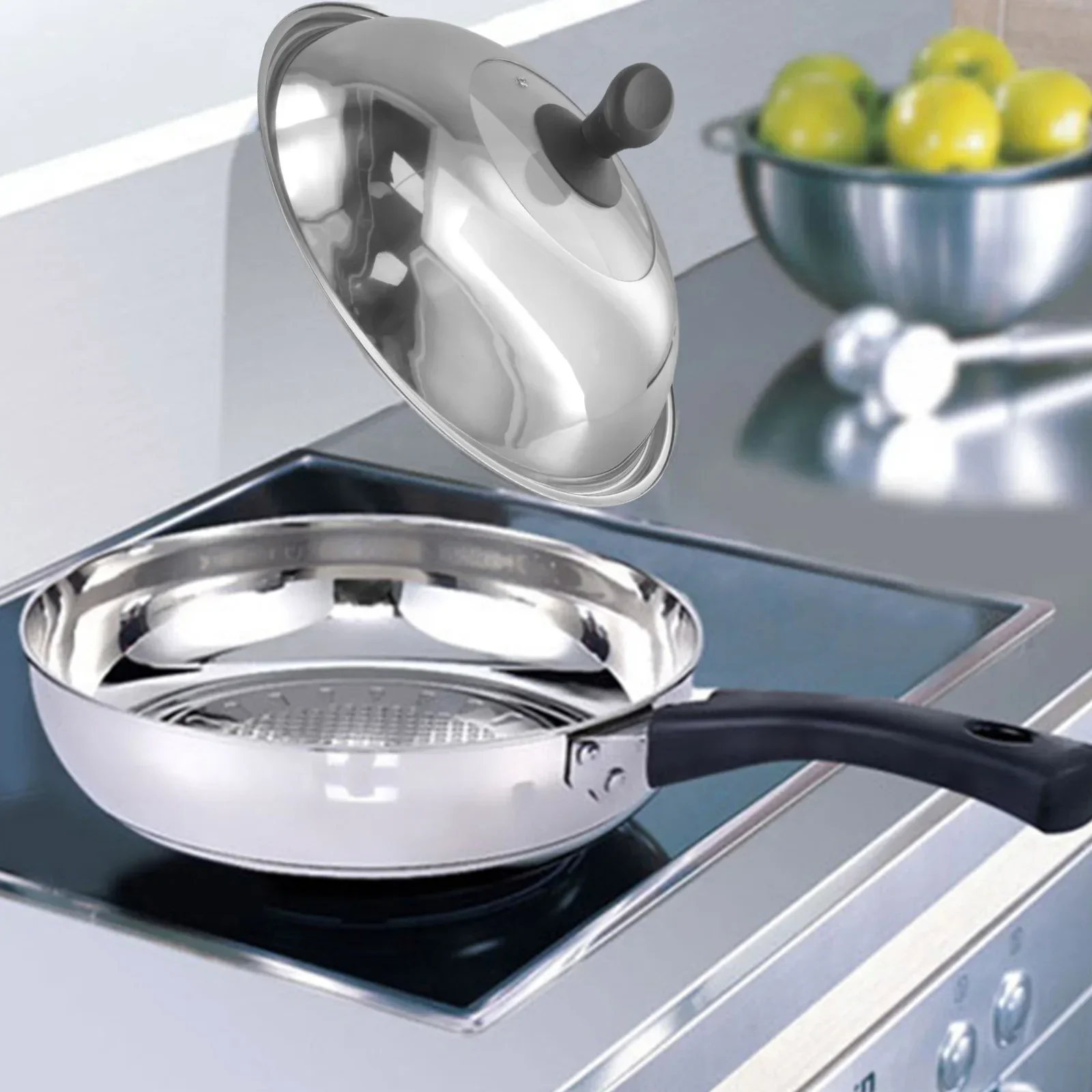 Stainless Steel Pot Lid Heightening Thickening Wok Steamer Electric Pot Lid Visible Cover Cookware 28cm 30cm 32cm 34cm 36cm 38cm