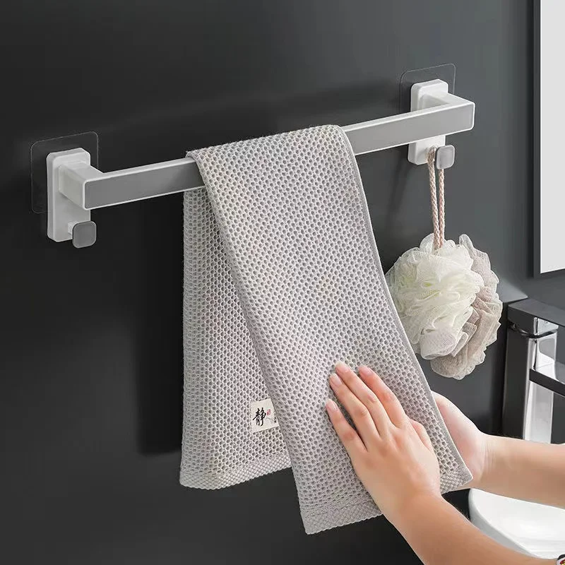 

Towel Rack Free Punching Toilet Bathroom Suction Cup Hook Towel Rack Shelf Wall-mounted Towel Bar Finishing Rack2021