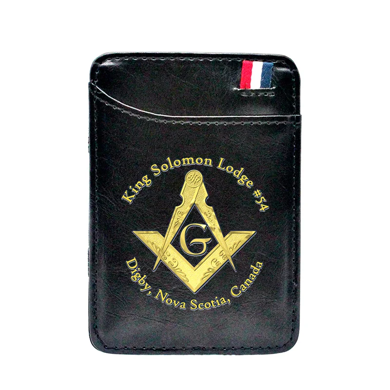 

Freemasonry King Solomon Lodge Printing Leather Magic Wallet Classic Men Women Money Clips Card Purse Cash Holder BE1451