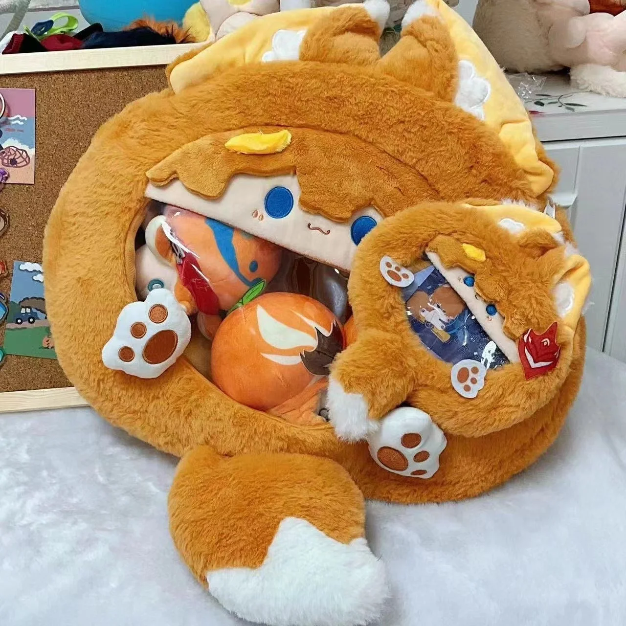 

Anime Genshin Impact Tartaglia Plush Doll Messenger Bag Cute Cartoon Cosplay Stuffed Backpack Cotton Fandom Change Purse