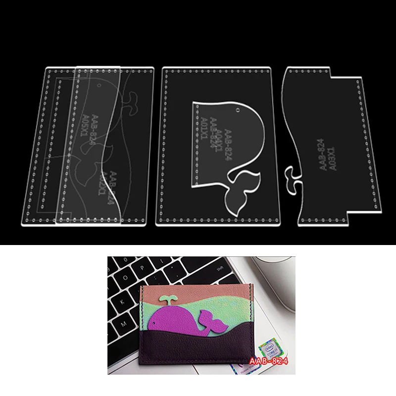 Acrylic Sewing Pattern Card Pack Bag Template Leather Pattern Leather Craft DIY Hobby 1Set 10.5x7.3cm