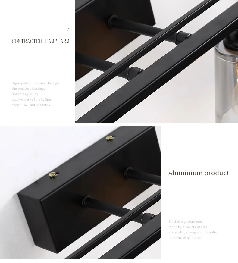 Retro Glass Mirror Lights LED Vanity Cabinet Wall Lamp Loft Vintage Metal Triangle Oval Clear Wall Light Industrial Wall Sconce