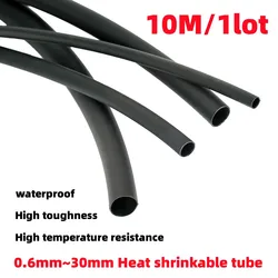 Black Heat Shrink Tubing Assortment - 10 Meter Roll, Multiple Sizes - 1mm (5Meter) (Black)