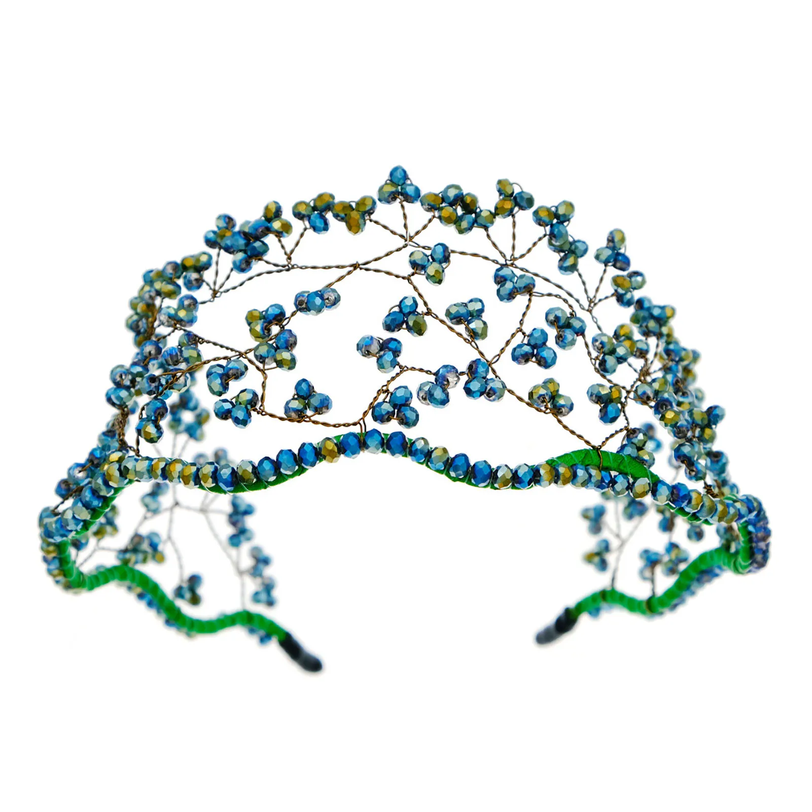 

Handmade Crystal Beaded Headband Stable Grip Baroque Style Hair Accessories for Stage Performance School Ball