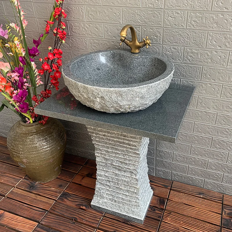 

Stone Wash Basin Desktop Integrated Outdoor Pedestal Basin Natural Stone Washbasin Garden Pool Stone Pedestal Basin