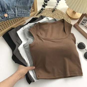 Tank Top Camisole Underwear Tank Soft Top for Women Summer Outfits Sexy Tight Knitted Bottom Shirt Sleeveless Top Outerwear 1