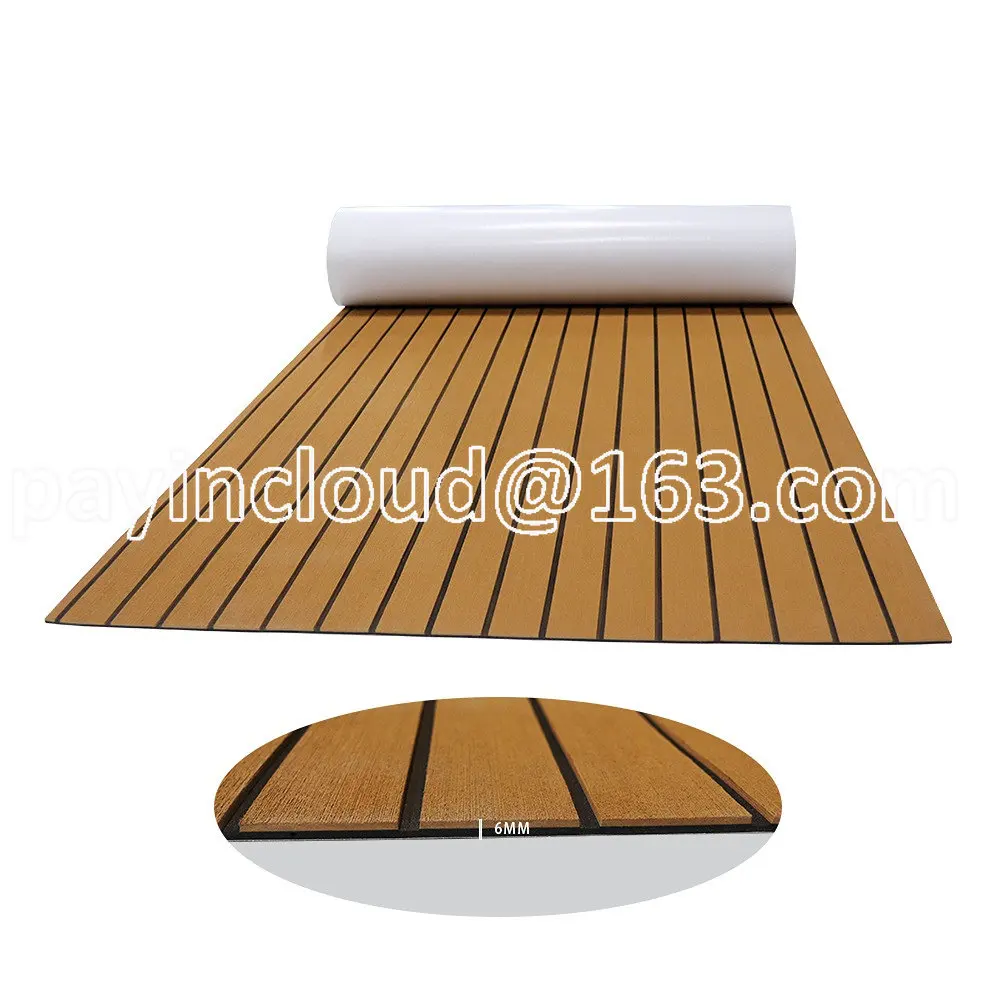 

UV Resistant Yacht Imitation Teak Wood Floor RV Anti-slip Mat Speedboat Deck Moisture-proof Anti-slip Yacht Supplies
