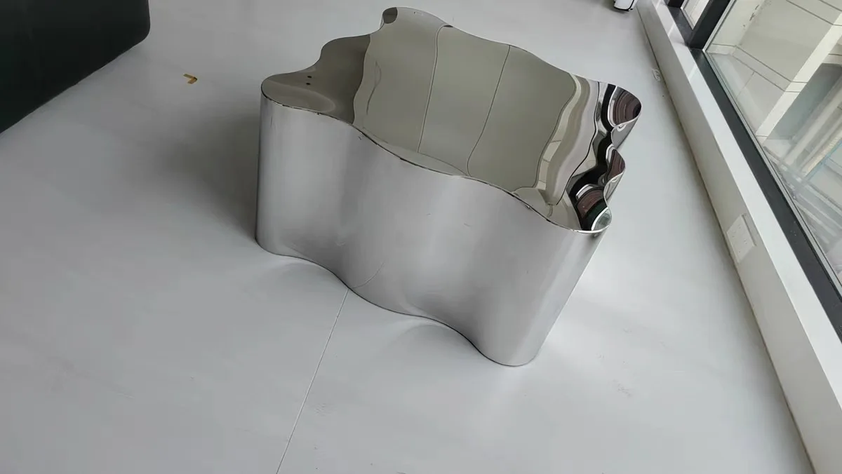 Creative opposite simple modern stainless steel mirror silver light luxury living room tea table tea table irregular