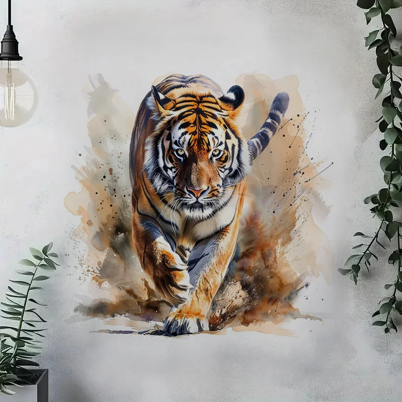 C1282# Majestic Tiger Wall Decal Reusable Sticker for Living Room Aesthetic Room Decoration Easy to Beautify Your Home