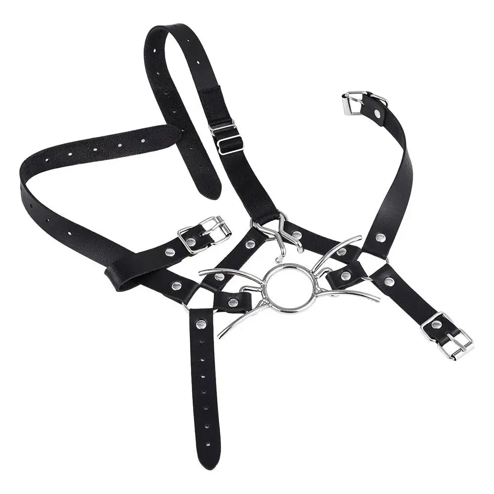 Unisex Gag Ball Mouth Restraint Set Harness Style Metal Spider Nose Hook Adjustable Sturdy Soft Touch Private Use Personal Care_voghion.com