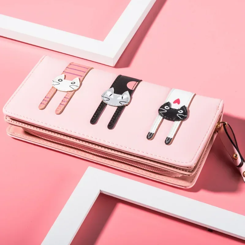 Cartoon Cat Women Wallet PU Leather Women Short Wallet Brand Designed Coin Purse Female Card Holder Cute Girl Wallet 2