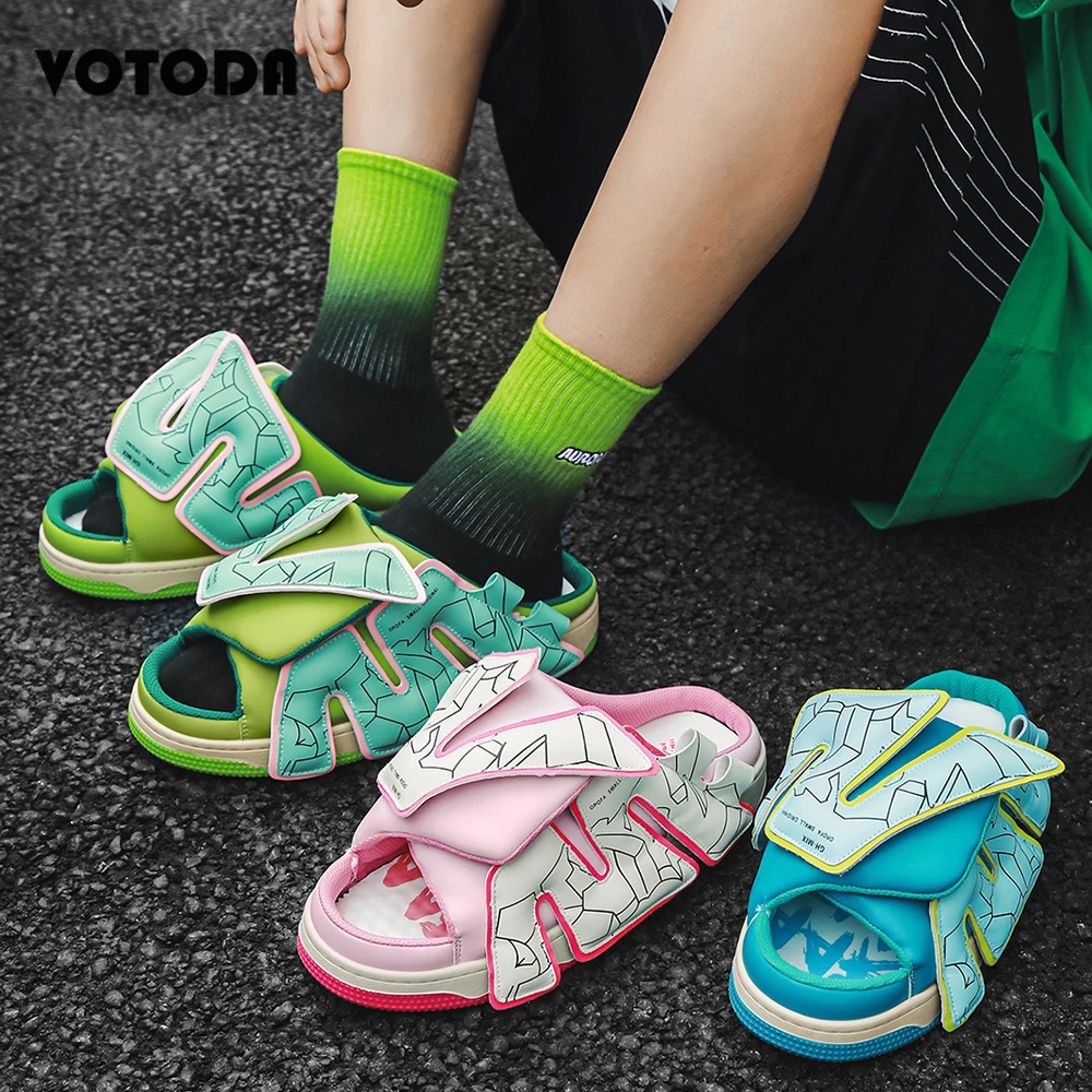 

New Fashion Platform Sneakers Women Slippers Designer Sandals Outdoor Non-slip Open Toe Slides Unisex Graffiti Flip Flops Shoes
